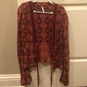 Free People Tie shirt/ cardigan